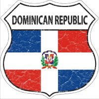Dominican Republic Flag Highway Shield Novelty Metal Magnet HSM-236