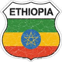 Ethiopia Flag Highway Shield Novelty Metal Magnet HSM-245