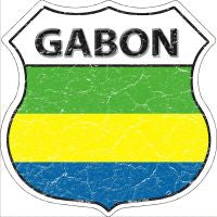 Gabon Flag Highway Shield Novelty Metal Magnet HSM-254