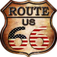 Route 66 American Flag Highway Shield Novelty Metal Magnet