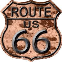 Route 66 Rusty Metal Highway Shield Novelty Metal Magnet