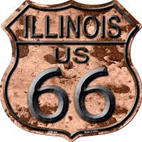 Route 66 Illinois Rusty Metal Highway Shield Novelty Metal Magnet HSM-488