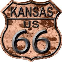 Route 66 Kansas Rusty Metal Highway Shield Novelty Metal Magnet HSM-489