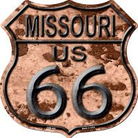 Route 66 Missouri Rusty Metal Highway Shield Novelty Metal Magnet HSM-490