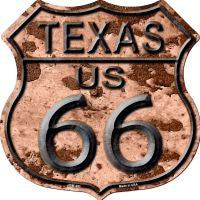 Route 66 Texas Rusty Metal Highway Shield Novelty Metal Magnet HSM-493