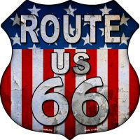 Route 66 American Flag Metal Highway Shield Novelty Metal Magnet