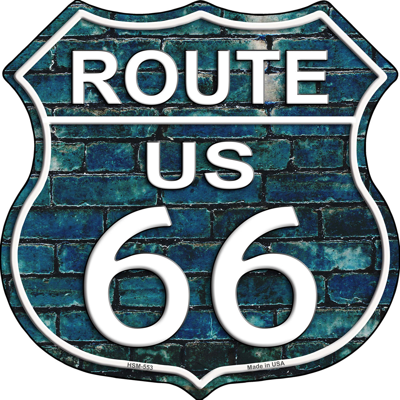 Route 66 Blue Brick Wall Highway Shield Novelty Metal Magnet HSM-553