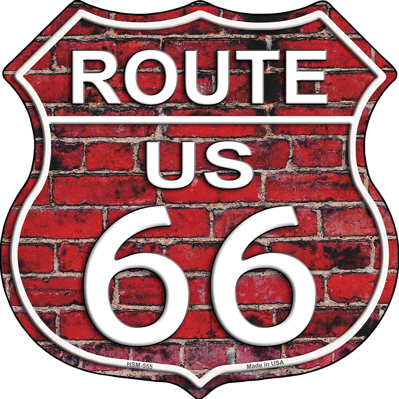 Route 66 Red Brick Wall Highway Shield Novelty Metal Magnet HSM-555