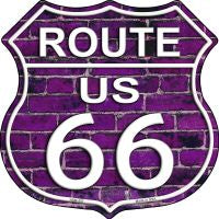Route 66 Purple Brick Wall Highway Shield Novelty Metal Magnet HSM-557