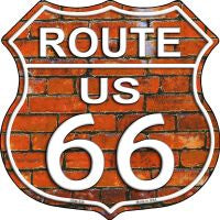 Route 66 Orange Brick Wall Highway Shield Novelty Metal Magnet HSM-558
