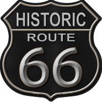 Historic Route 66 Black Leather Highway Shield Novelty Metal Magnet HSM-559