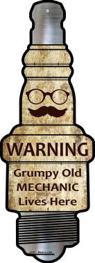 Grumpy Old Mechanic Novelty Metal Spark Plug Sign J-037