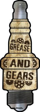 Grease And Gears Novelty Metal Spark Plug Sign J-040