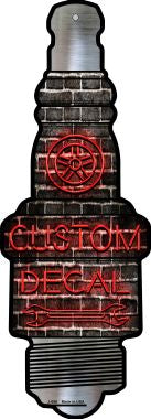 Custom Decal Novelty Metal Spark Plug Sign J-056