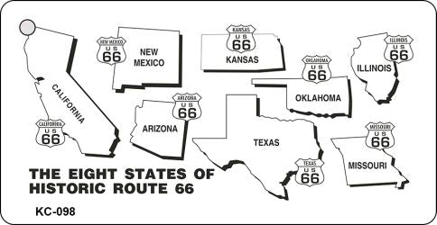 8 States Route 66 Novelty Aluminum Key Chain