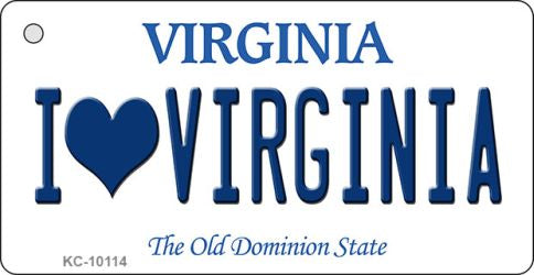 I Love Virginia State License Plate Tag Key Chain KC-10114