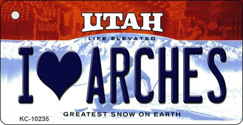 I Love Arches Utah State License Plate Tag Key Chain KC-10235