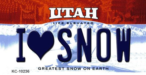 I Love Snow Utah State License Plate Tag Key Chain KC-10236