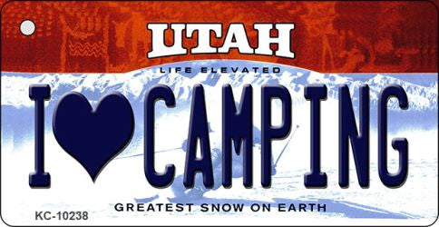 I Love Camping Utah State License Plate Tag Key Chain KC-10238