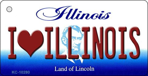 I Love Illinois State License Plate Tag Key Chain KC-10280