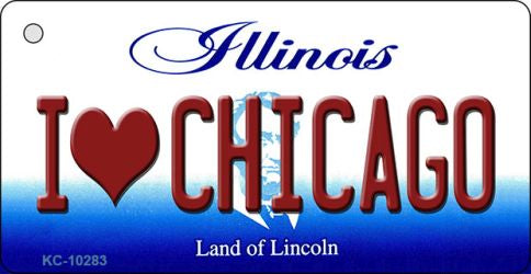 I Love Chicago Illinois State License Plate Tag Key Chain KC-10283