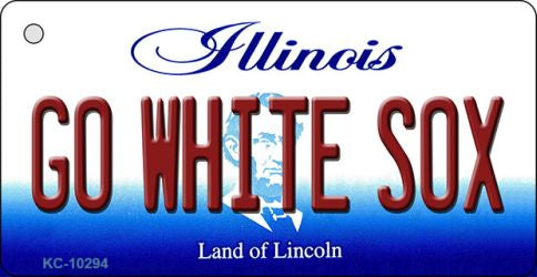 Go White Sox Illinois State License Plate Tag Key Chain KC-10294