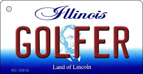 Golfer Illinois State License Plate Tag Key Chain KC-10314