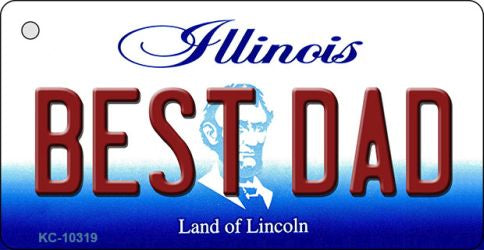 Best Dad Illinois State License Plate Tag Key Chain KC-10319