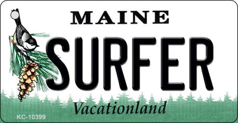 Surfer Maine State License Plate Tag Key Chain KC-10399