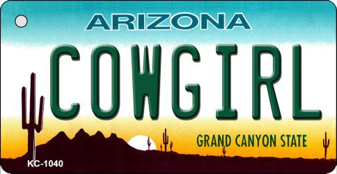 Cowgirl Arizona State License Plate Tag Key Chain KC-1040