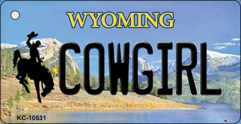 Cowgirl Wyoming State License Plate Tag Key Chain KC-10531