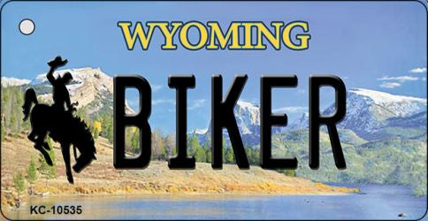 Biker Wyoming State License Plate Tag Key Chain KC-10535