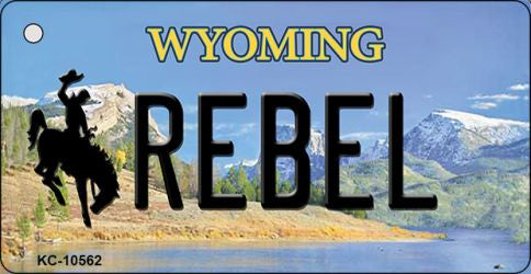 Rebel Wyoming State License Plate Tag Key Chain KC-10562