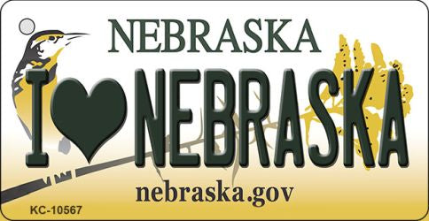 I Love Nebraska State License Plate Tag Novelty Key Chain KC-10567