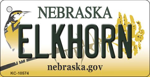 Elkhorn Nebraska State License Plate Tag Novelty Key Chain KC-10574