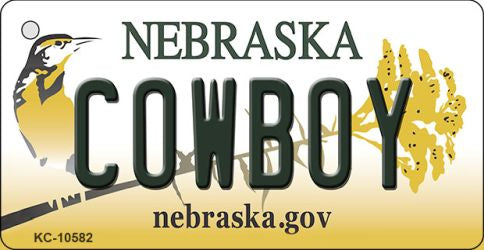 Cowboy Nebraska State License Plate Tag Novelty Key Chain KC-10582