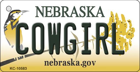 Cowgirl Nebraska State License Plate Tag Novelty Key Chain KC-10583
