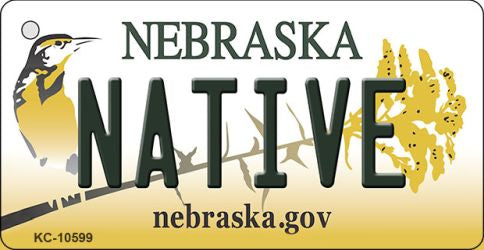 Native Nebraska State License Plate Tag Novelty Key Chain KC-10599