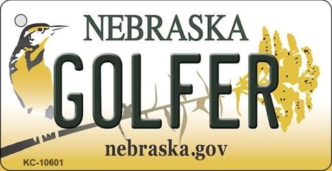 Golfer Nebraska State License Plate Tag Novelty Key Chain KC-10601