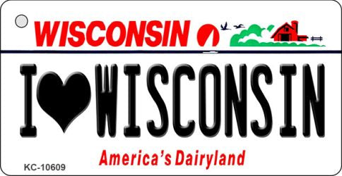 I Love Wisconsin License Plate Tag Novelty Key Chain KC-10609
