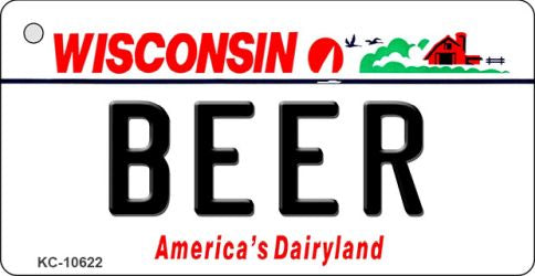 Beer Wisconsin License Plate Tag Novelty Key Chain KC-10622