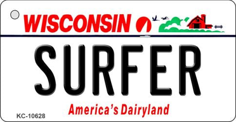 Surfer Wisconsin License Plate Tag Novelty Key Chain KC-10628