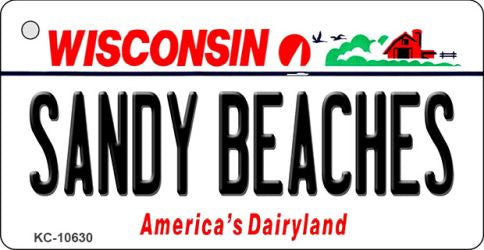Sandy Beaches Wisconsin License Plate Tag Novelty Key Chain KC-10630