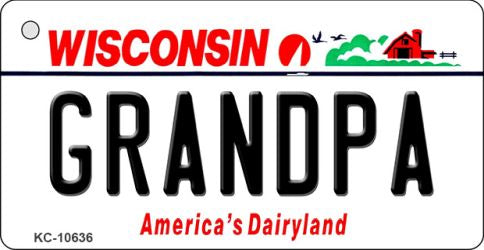 Grandpa Wisconsin License Plate Tag Novelty Key Chain KC-10636