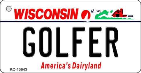 Golfer Wisconsin License Plate Tag Novelty Key Chain KC-10643