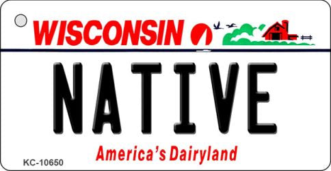 Native Wisconsin License Plate Tag Novelty Key Chain KC-10650