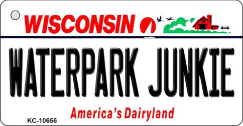 Waterpark Junkie Wisconsin License Plate Tag Novelty Key Chain KC-10656