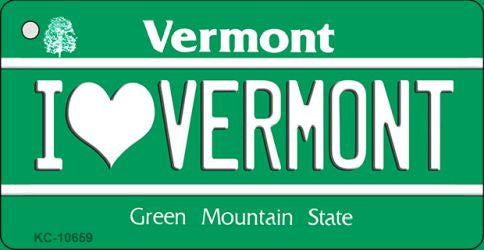 I Love Vermont License Plate Tag Novelty Key Chain KC-10659