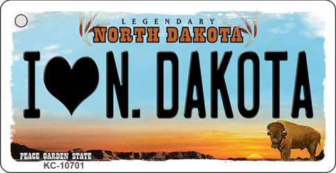 I Love N Dakota State License Plate Tag Key Chain KC-10701