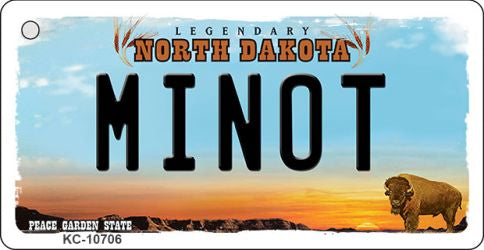 Minot North Dakota State License Plate Tag Key Chain KC-10706